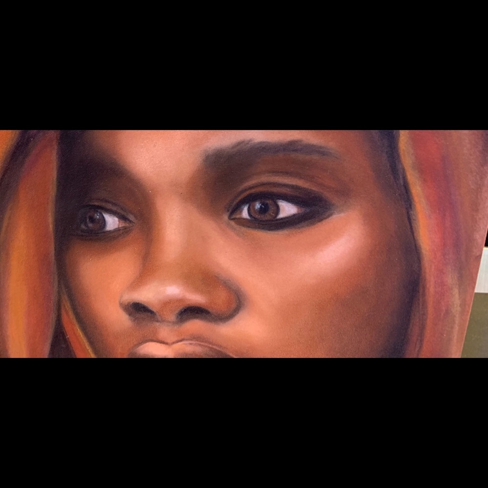 Painting Rare Nubian Beauty Oil Pastels - Picture 5 of 5